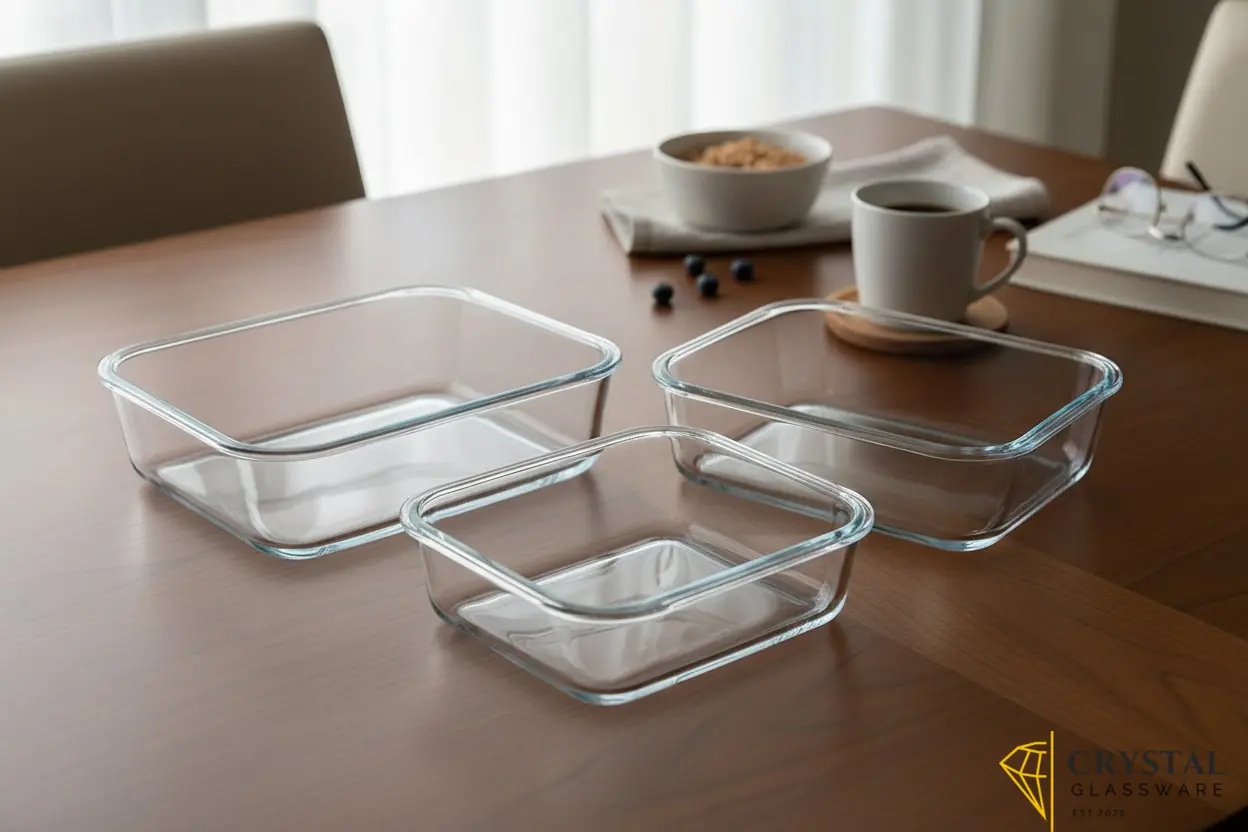 Delisoga glass food storage containers set of 3 stackable trays bowls 